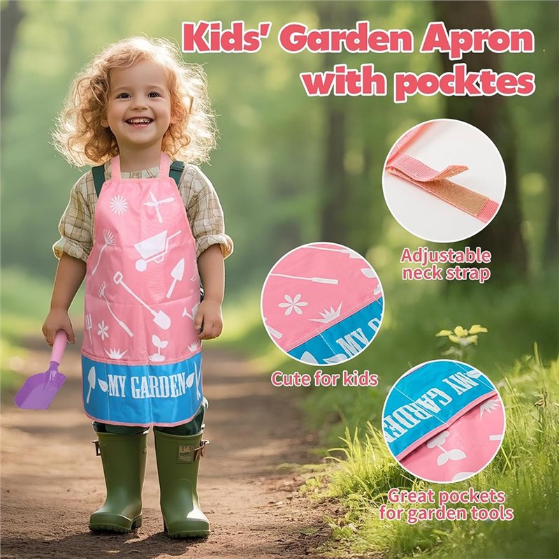 Gardening Tools Kit For Kids - Zestaw różowych narzędzi ogrodniczych dla dzieci