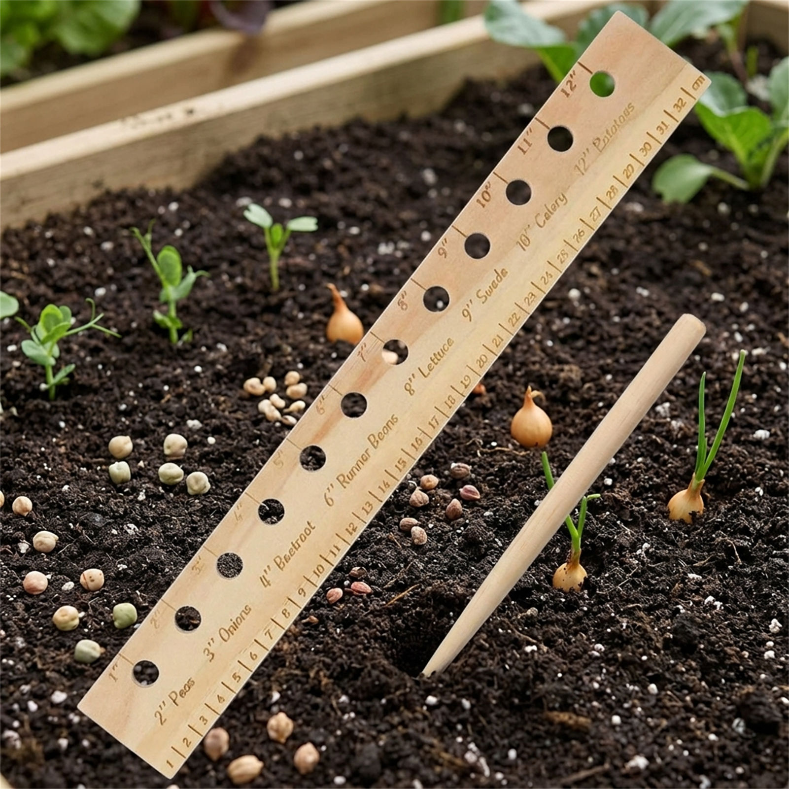 Linijka do sadzenia z litego d – Gardening Tools Wooden recenzja i cena